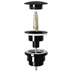 Korek umywalkowy uniwersalny klik-klak Rea CZARNY METALICZNY