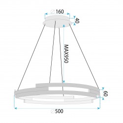 LAMPA SUFITOWA WISZĄCA G127-CP 50cm Złota