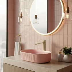 Bateria Umywalkowa REA Drop Złota Szczotkowana Wysoka