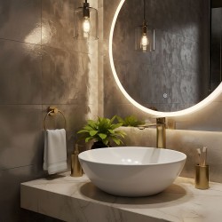 Bateria Umywalkowa REA Drop Złota Szczotkowana Wysoka