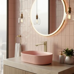 Bateria Umywalkowa REA Drop Złota Szczotkowana Wysoka