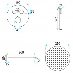 Zestaw natryskowy podtynkowy z termostatem Rea Lungo Diamond Złoty+ BOX