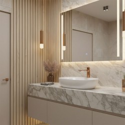 Bateria Umywalkowa REA Drop Miedź Szczotkowana Wysoka