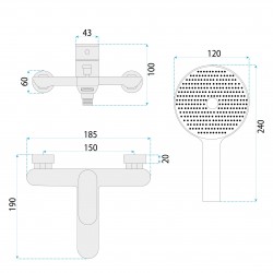 Bateria wannowa REA DROP Złota Szczotkowana