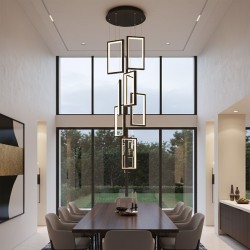 LAMPA SUFITOWA WISZĄCA LED LHJ089-7CP CZARNA