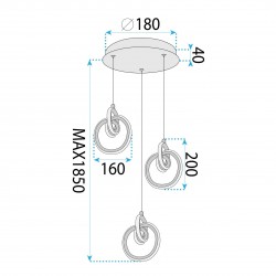 LAMPA SUFITOWA WISZĄCA LED LHJ093-3CP ZŁOTA