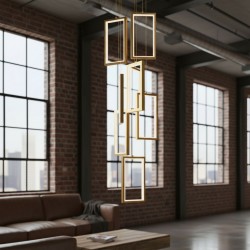 LAMPA SUFITOWA WISZĄCA LED LHJ090-7CP ZŁOTA