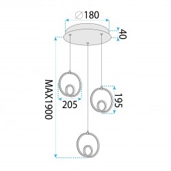 LAMPA SUFITOWA WISZĄCA LED LHJ095-3CP ZŁOTA