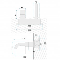 Bateria Umywalkowa Podtynkowa Rea Foster Nikiel Szczotkowany