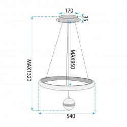 LAMPA SUFITOWA WISZĄCA G142-CP 50cm Złota