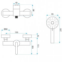 Bateria prysznicowa REA Ontario Miedź Szczotkowana