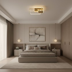 Lampa sufitowa APP1714-C plafon LED Złota Szczotkowana + pilot