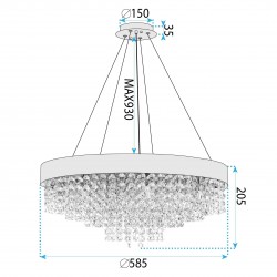 Lampa sufitowa wisząca APP1787-16CP 60 cm Złota