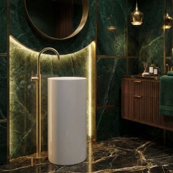 Bateria umywalkowa podłogowa Rea Lungo Złota Szczotkowana