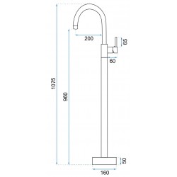 Bateria umywalkowa podłogowa Rea Lungo Złota Szczotkowana