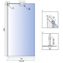 Ścianka prysznicowa Rea Aero N 80 Transparent