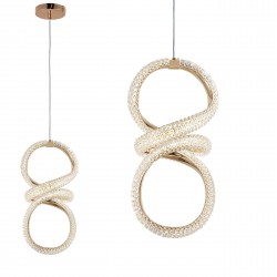 LAMPA WISZĄCA KRYSZTAŁOWA SPIRALA LED G070-CP Złota