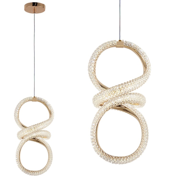 LAMPA WISZĄCA KRYSZTAŁOWA SPIRALA LED G070-CP Złota