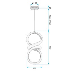 LAMPA WISZĄCA KRYSZTAŁOWA SPIRALA LED G070-CP Złota