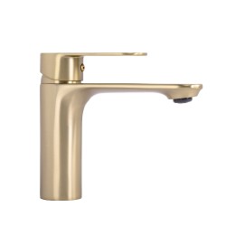 Bateria Umywalkowa REA Drop Złota Szczotkowana Niska