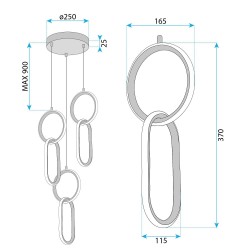 LAMPA WISZĄCA LED G077-3CPR Złota