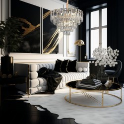 Lampa Wisząca z Kryształami G056-CP 50cm Złota