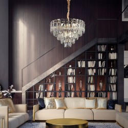 Lampa Wisząca z Kryształami G056-CP 50cm Złota