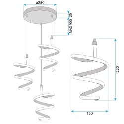 LAMPA WISZĄCA LED G075-3CPR Złota