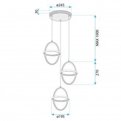 LAMPA WISZĄCA LED G064-3CPR Złota