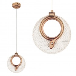 LAMPA WISZĄCA KRYSZTAŁOWA LED LHJ110-1CP JASNE RÓŻOWE ZŁOTO