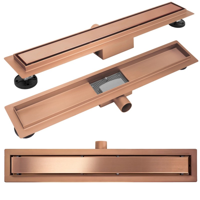 Odpływ Liniowy Rea Neox Brush Copper 90