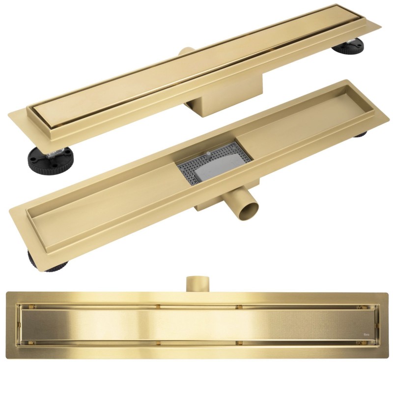 Odpływ Liniowy Rea Neox Złoty Szczotkowany 50