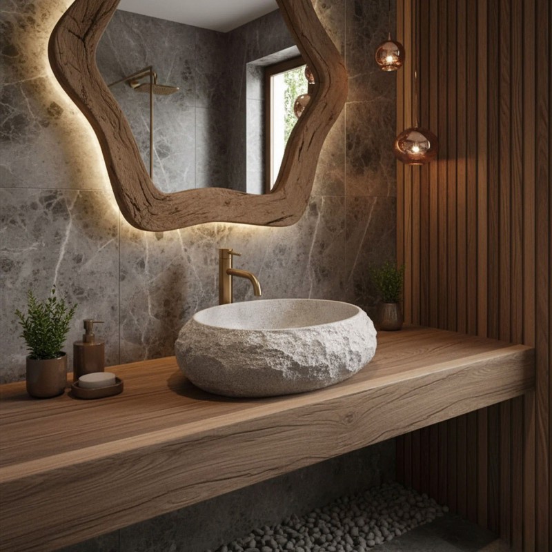 Umywalka nablatowa Rea Mika Beige