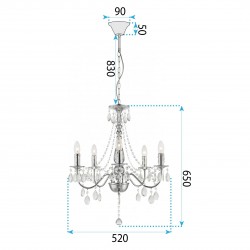 LAMPA SUFITOWA WISZĄCA EBT014-5CP CHROM