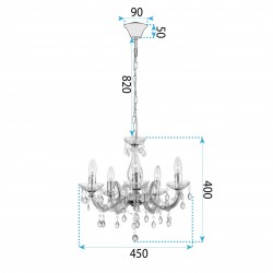 LAMPA SUFITOWA WISZĄCA EBT004-5CP TRANSPARENT