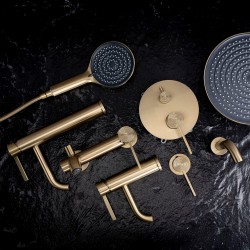 Bateria Umywalkowa Podtynkowa Rea Foster Złota Szczotkowana