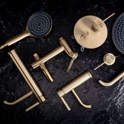 Bateria Umywalkowa Podtynkowa Rea Foster Złota Szczotkowana