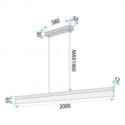 Lampa wisząca LED APP1697-CP 200 cm Złota Szczotkowana