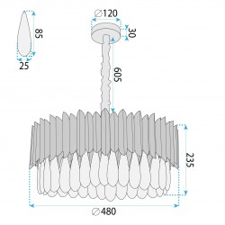 Lampa sufitowa wisząca APP1657-8CP Czarna
