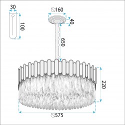 Lampa sufitowa wisząca APP1747-8CP 60 cm Złota