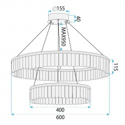Lampa wisząca LED APP1750-CP Złota + Pilot