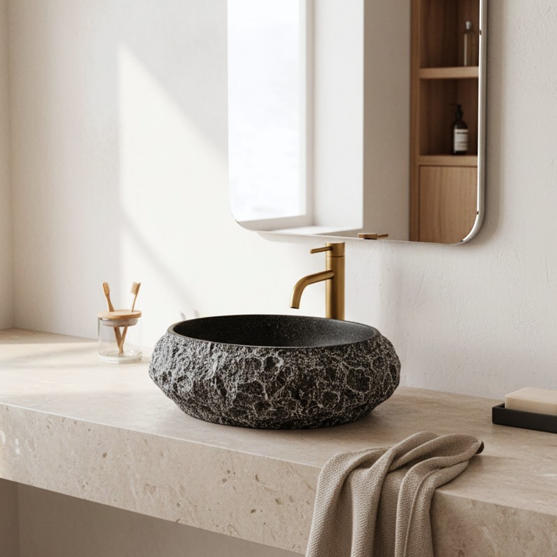 Umywalka nablatowa Rea Mika Gabro Black