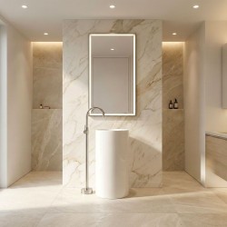 Bateria umywalkowa podłogowa Rea Lungo Nikiel Szczotkowany