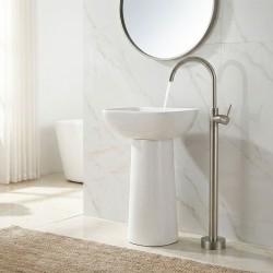 Bateria umywalkowa podłogowa Rea Lungo Nikiel Szczotkowany