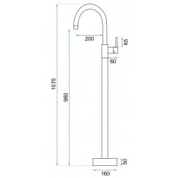 Bateria umywalkowa podłogowa Rea Lungo Nikiel Szczotkowany