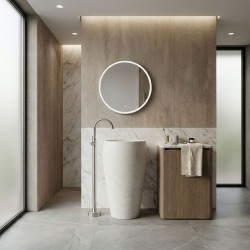 Bateria umywalkowa podłogowa Rea Lungo Nikiel Szczotkowany