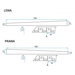 Listwa Spadkowa Brodzikowa 100cm Miedź Szczotkowana
