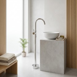 Bateria umywalkowa podłogowa Rea Lungo Chrom