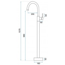 Bateria umywalkowa podłogowa Rea Lungo Chrom