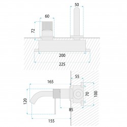 Bateria Umywalkowa Podtynkowa Rea Lungo Stripe Nikiel Szczotkowany